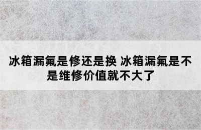 冰箱漏氟是修还是换 冰箱漏氟是不是维修价值就不大了